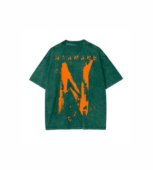 GREEN WASHED TSHIRT ORANGE NAAMANE